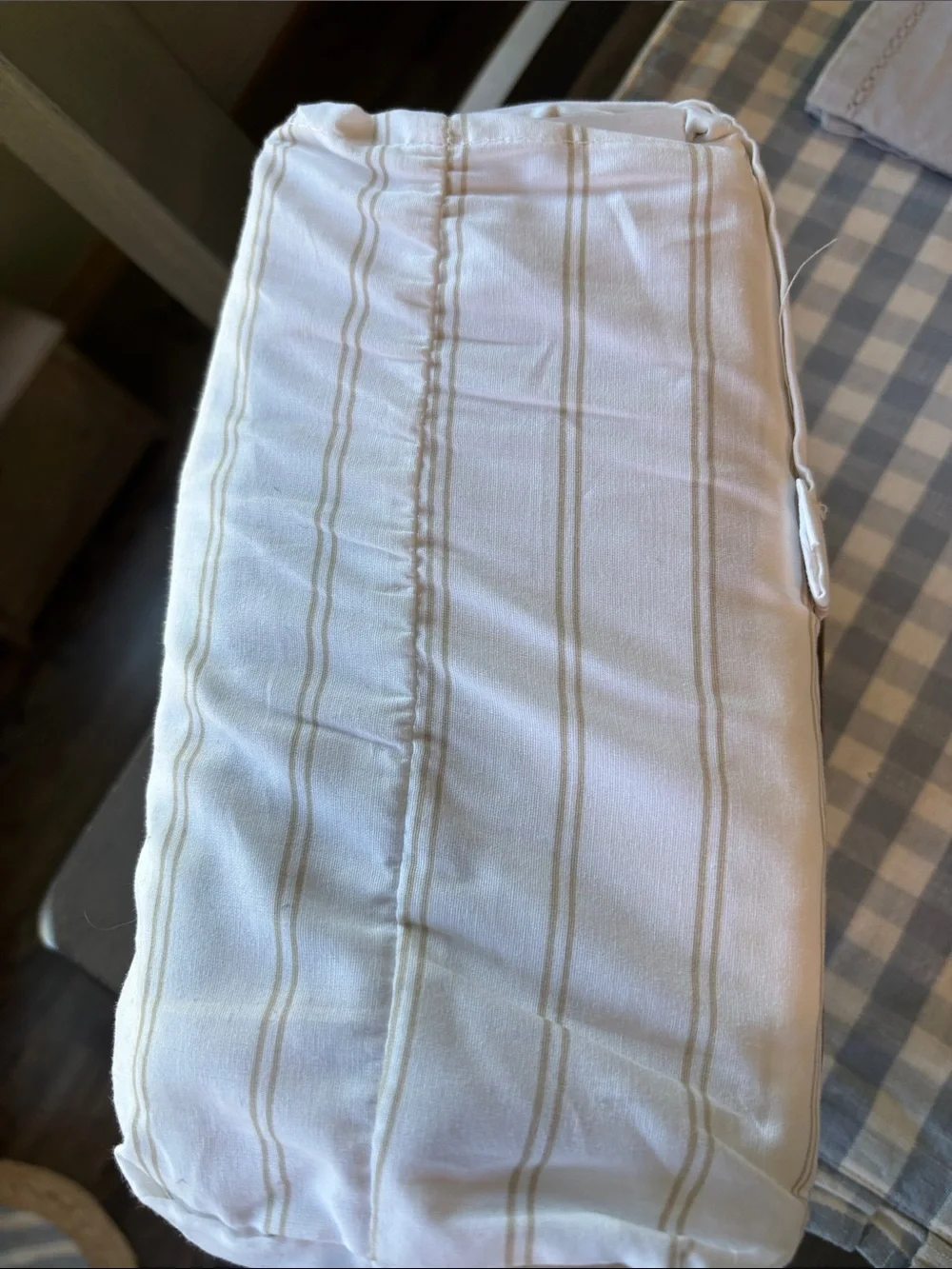 Threshold Ultra Soft Fitted Sheet - White with tan stripe